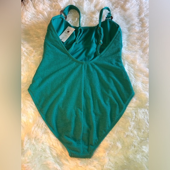 Shade & Shore Turquoise Textured Swimsuit - Picture 11 of 11